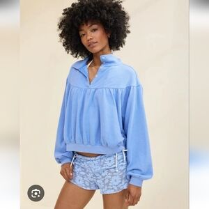 Aerie Soft Life Blue Pullover With Button Front Size XS